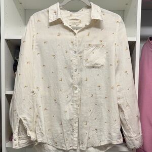 Cream Floral Button-Up Shirt